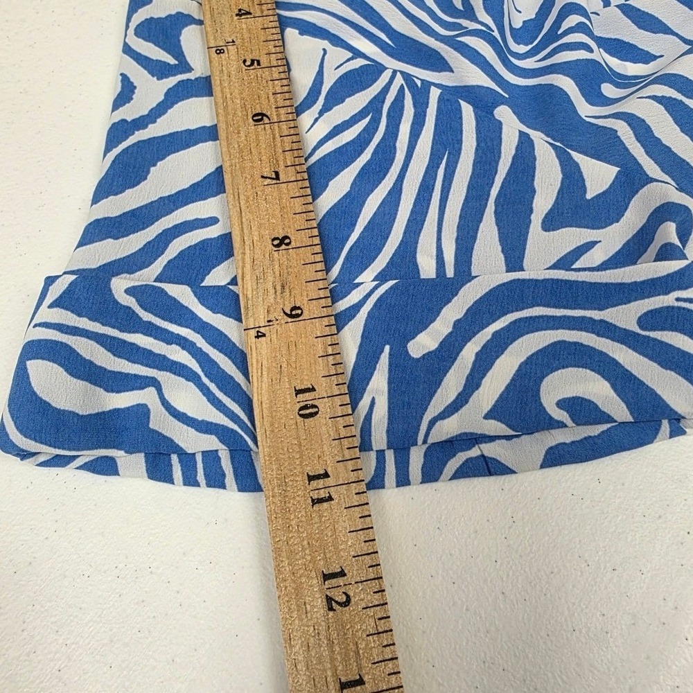 Aakaa Blue White Zebra Print Cutout Midi Dress Collared Women Size M - Picture 5 of 6